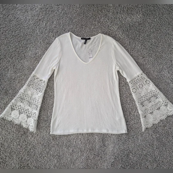 NWT White House Black Market Crochet Bell Sleeves Women's shirt - Picture 1 of 5